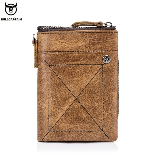 Captain Bull Leather Goods Men's Genuine Leather Wallet Large Capacity Multi Card Retro Wallet Casual Head Layer Leather New Type Wallet