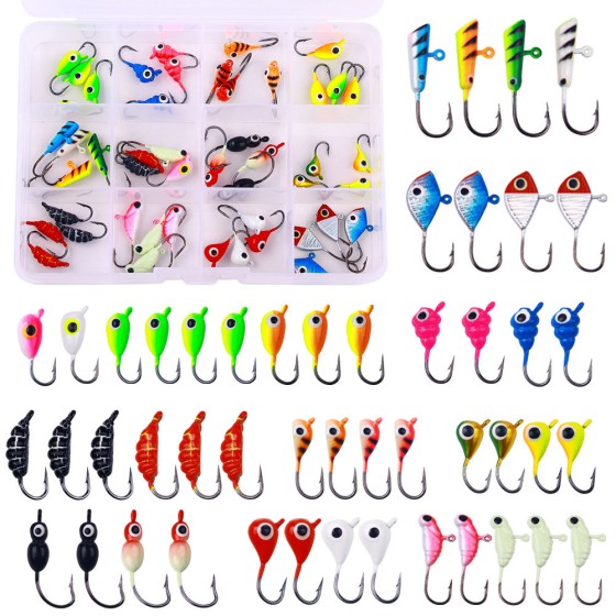 Micro lead hook new mini metal winter fishing hook set boxed lure lead hook