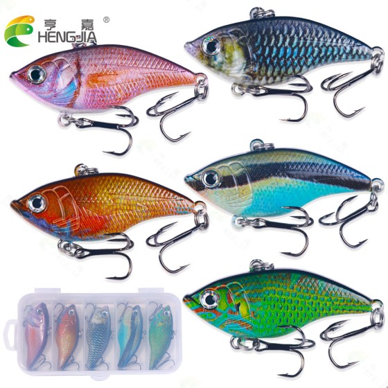 Luya Fake Bait Color Painting Luya Bait Wholesale 5-Grid Box Set Fake Bait Lightning VIB Sea Fishing Bait