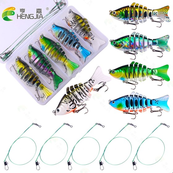 Multi section fake bait, lure, biomimetic fake fish bait, curved mouth special for sea bass, black fish, catfish, multi section fish, freshwater sea fishing
