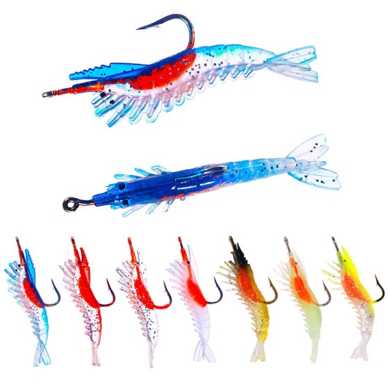 New Lead Head Soft Shrimp Lure with Hook Simulation Shrimp Freshwater Sea Fishing, Mandarin Fish, Sea Bass Fake Bait