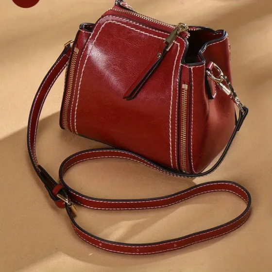 2025 Spring/Summer Fashion, Leather Wallet, Genuine Leather Retro Women's Shoulder Bag - Adjustable Crossbody Bag/Handbag
