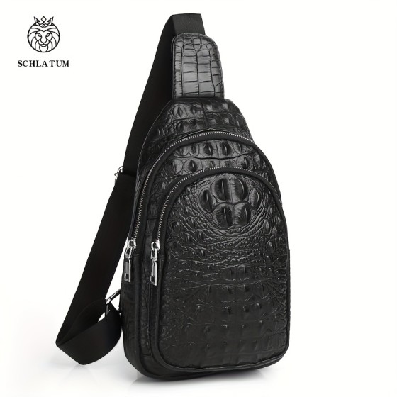 Genuine leather crocodile pattern sling bag