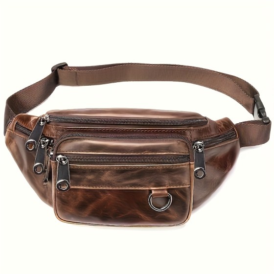 Genuine leather men's chest bag, vintage multi bag diagonal bag, multifunctional waist bag