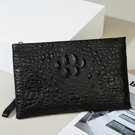 First layer cowhide, genuine leather, crocodile pattern, business fashion, men's clip bag envelope