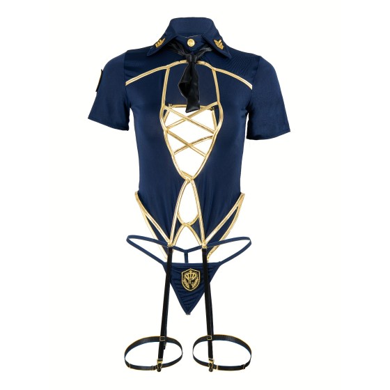 Naughty Policewoman Character Short Sleeves With Hollow Design Cosplay Costume, Women's Sexy Clothing