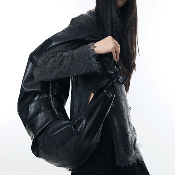 Avant garde synthetic faux leather foldable street style city crossbody bag, large capacity, Y2K dumpling bag