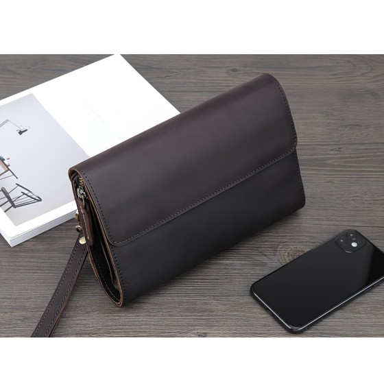 Top layer cowhide handbag, vintage men's handbag, multifunctional wallet