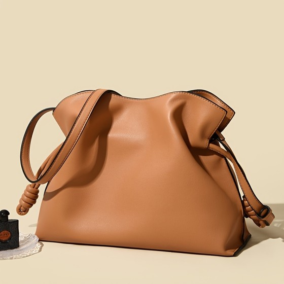 Ladies' multifunctional inclined backpack, cloud pleated bag, drawstring inclined backpack, soft shoulder bag