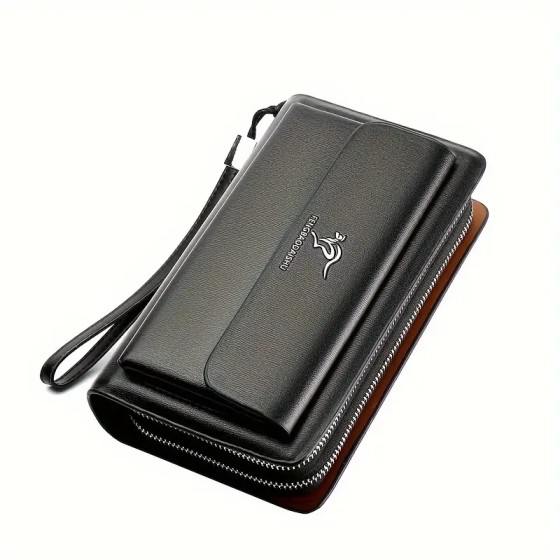 Men‘S Faux Leather Business Clutch with Multiple Compartments, Portable Handheld Bag for Daily And Business Use - And Easy Maintenance