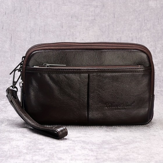 Men's leather sloping back single shoulder sloping backpack