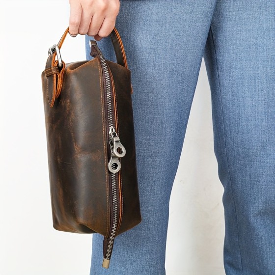 Men's retro multifunctional leather handbag