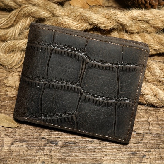 Leather men's wallet, casual ultra-thin wallet clip