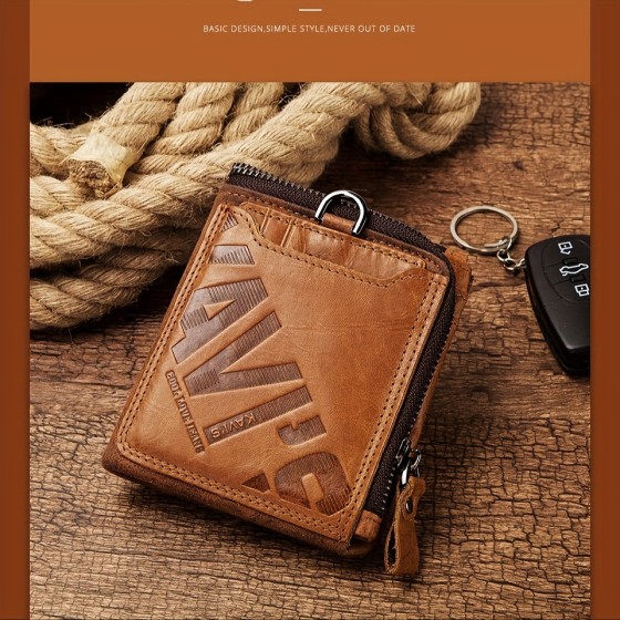 Real cowhide men's short wallet