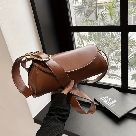 Fashion Brown Women's Slant Backpack - Classic Single Shoulder Strap Design