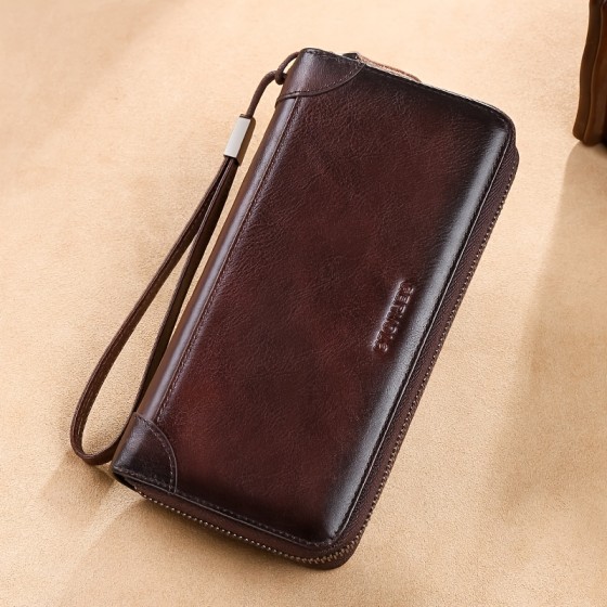 Men's wallet card bag is versatile and can hold car keys, mobile phones, and receipts, with a large capacity