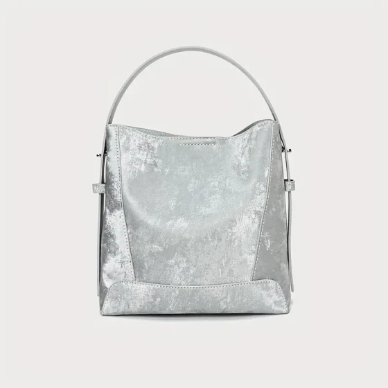 Truly fashionable solid color retro bucket bag, simple underarm women's shoulder bag