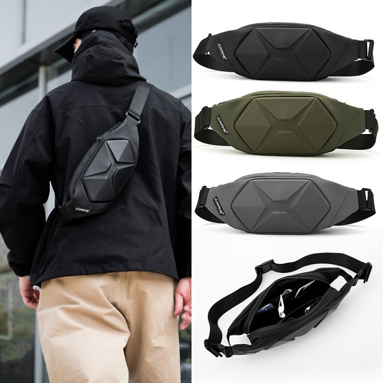 Men's new fashion hard shell bag, chest bag outer crossbody bag, sports bag casual waist bag