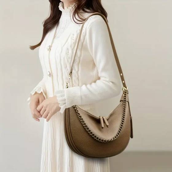 Ladies' shoulder bag, crescent bag, armpit bag, retro crossbody bag