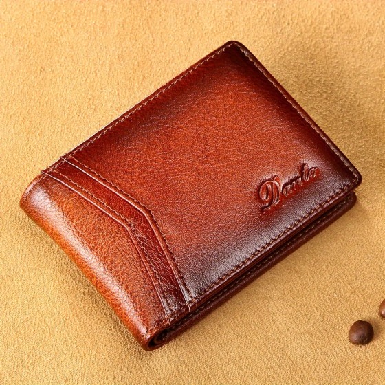Dante vintage ultra-thin men's leather wallet - ultra-thin top layer cowhide