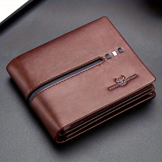 Men's fashion top layer cowhide wallet with multiple card slots and large capacity